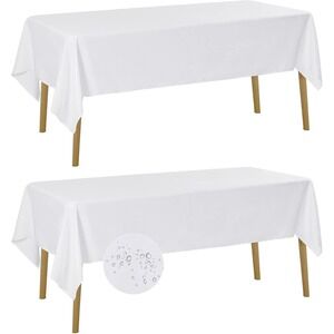 2 Pack Waterproof Rectangle Tablecloth 60x120" White Stain Resistant